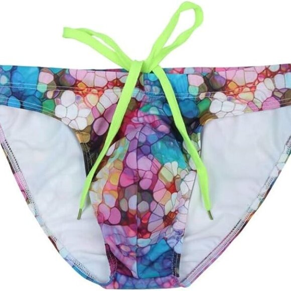 RIP ME OFF MEN'S MULTICOLORED LOW RISE SWIM BRIEF SIZE LARGE NWOT - Picture 2 of 6